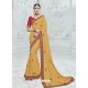 Yellow Chinnon Heavy Embroidered Designer Saree