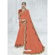 Orange Georgette Heavy Embroidered Designer Saree