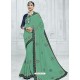 Jade Green Silk Fabrics Heavy Embroidered Designer Saree