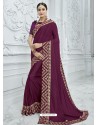 Purple Two Tone Bright Georgette Heavy Embroidered Designer Saree