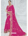 Rani Moss Chiffon Heavy Embroidered Designer Saree