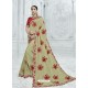 Olive Green Silk Fabrics Heavy Embroidered Designer Saree