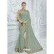 Grayish Green Georgette Heavy Embroidered Designer Saree