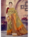 Golden Silk Jacquard Work Designer Saree