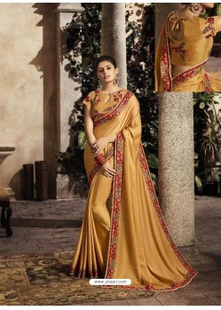 Mustard Art Silk Embroidery Party Wear Saree