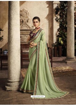 Sea Green Art Silk Embroidery Party Wear Saree