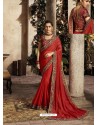 Red Art Silk Embroidery Party Wear Saree