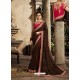 Coffee Art Silk Embroidery Party Wear Saree