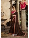 Coffee Art Silk Embroidery Party Wear Saree