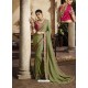 Olive Green Art Silk Embroidery Party Wear Saree