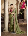 Olive Green Art Silk Embroidery Party Wear Saree