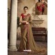 Brown Art Silk Embroidery Party Wear Saree