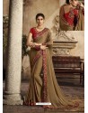 Brown Art Silk Embroidery Party Wear Saree