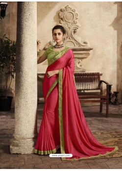 Fuchsia Art Silk Embroidery Party Wear Saree