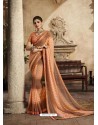 Light Orange Art Silk Embroidery Party Wear Saree