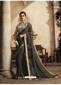 Carbon Art Silk Embroidery Party Wear Saree