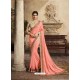 Peach Art Silk Embroidery Party Wear Saree