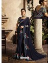 Navy Blue Art Silk Embroidery Party Wear Saree