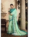 Incredible Sea Green Art Silk Embroidery Party Wear Saree