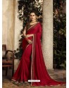 Wine Art Silk Embroidery Party Wear Saree