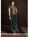 Diya Mirza Black Banarasi Silk Churidar Suit