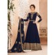 Navy Blue Real Georgette Embroidered Designer Anarkali Suit