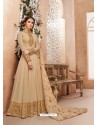 Light Beige Real Georgette Embroidered Designer Anarkali Suit