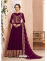 Purple Real Georgette Embroidered Designer Anarkali Suit