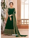 Dark Green Real Georgette Embroidered Designer Anarkali Suit