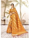 Mustard Kanjivaram Art Silk Zari Woven Worked Saree