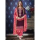 Deep Wine And Pink Jam Silk Cotton Embroidered Salwar Suit