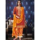Orange Jam Silk Cotton Embroidered Salwar Suit