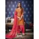 Rust And Red Jam Silk Cotton Embroidered Salwar Suit