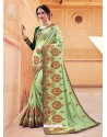 Sea Green Silk Embroidered Party Wear Saree