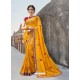 Mustard Silk Embroidered Party Wear Saree