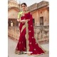 Red Silk Embroidered Party Wear Saree