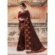 Coffee Silk Embroidered Party Wear Saree