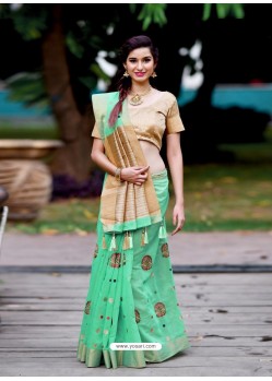 Jade Green Banarasi Silk Zari Worked Designer Saree