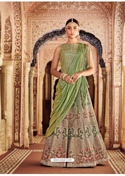 Green Silk Embroidered Designer Wedding Lehenga Choli