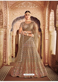 Light Brown Silk Embroidered Designer Wedding Lehenga Choli