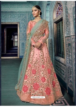 Pink Silk Embroidered Designer Wedding Lehenga Choli