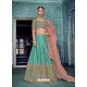 Sky Blue Silk Embroidered Designer Wedding Lehenga Choli