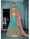 Sky Blue Silk Embroidered Designer Wedding Lehenga Choli