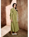 Mehendi Green Maslin Readymade Kurti With Dupatta