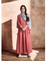 Peach Maslin Readymade Kurti With Dupatta