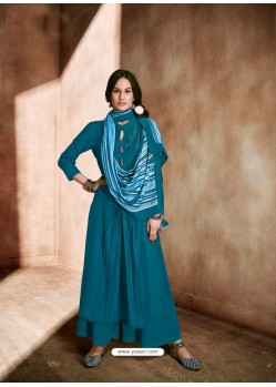 Tealblue Maslin Readymade Kurti With Dupatta