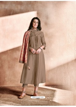 Camel Maslin Readymade Kurti With Dupatta