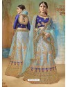 Sky Blue Satin Silk Heavy Embroidered Designer Lehenga Choli
