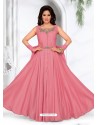 Light Pink Malai Silk Designer Party Wear Gown