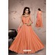 Orange Malai Silk Designer Party Wear Gown